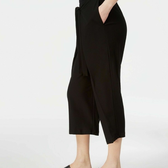 Eileen Fisher Washable Stretch Crepe Black Tie Front Crop Pants - M - EUC - Picture 4 of 5